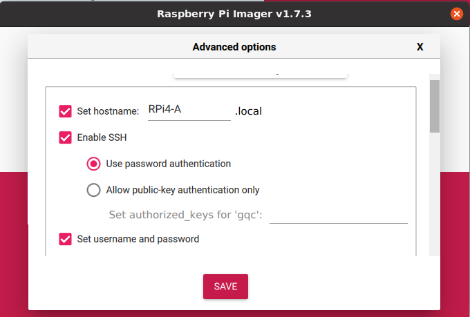 settings in imager