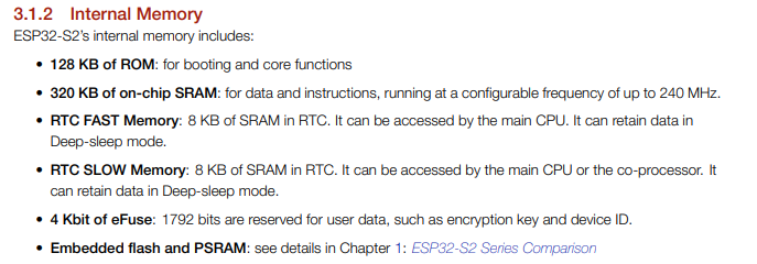 esp32s2 memory