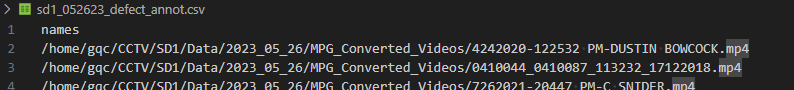 sample video csv