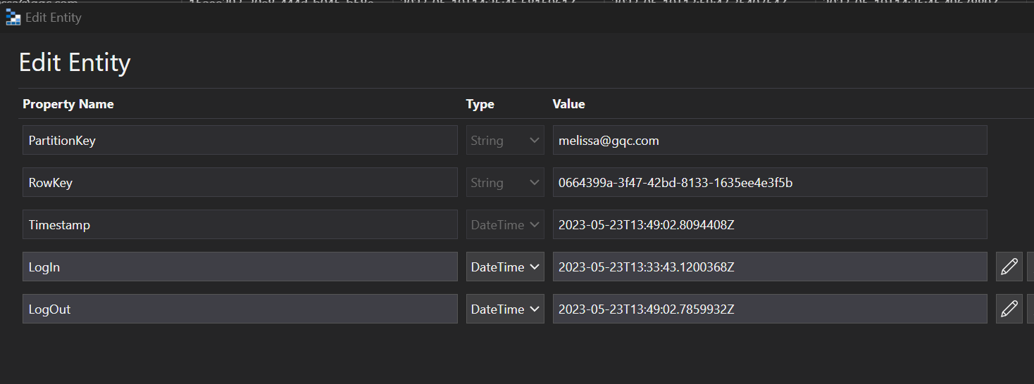 user session Entity 