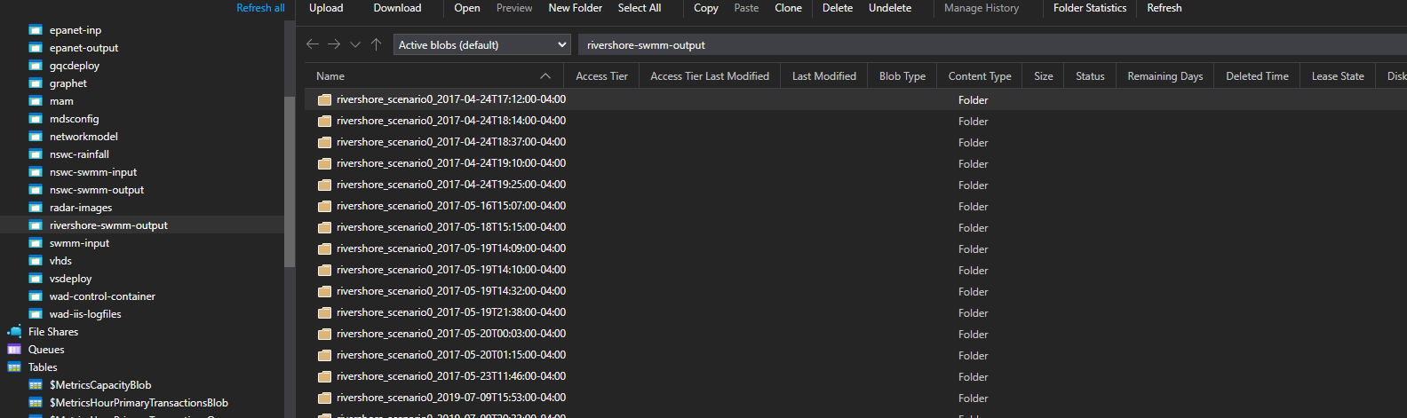rivershore swmm output