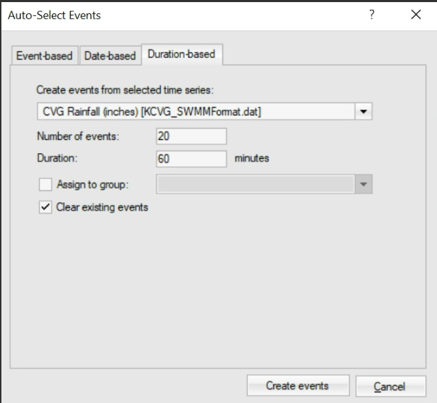 Auto selected Duration