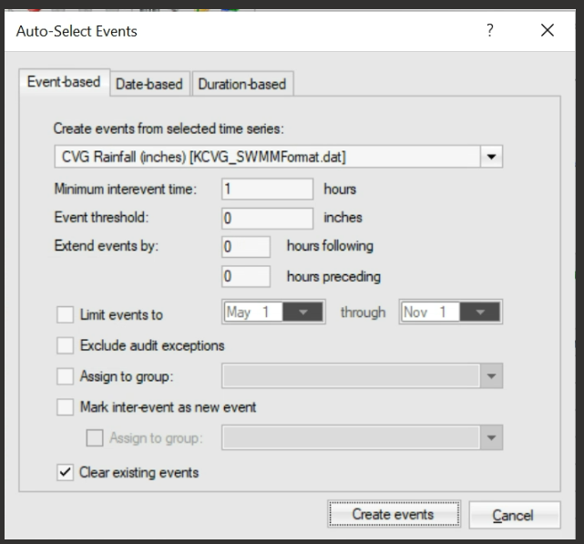 Auto selected events