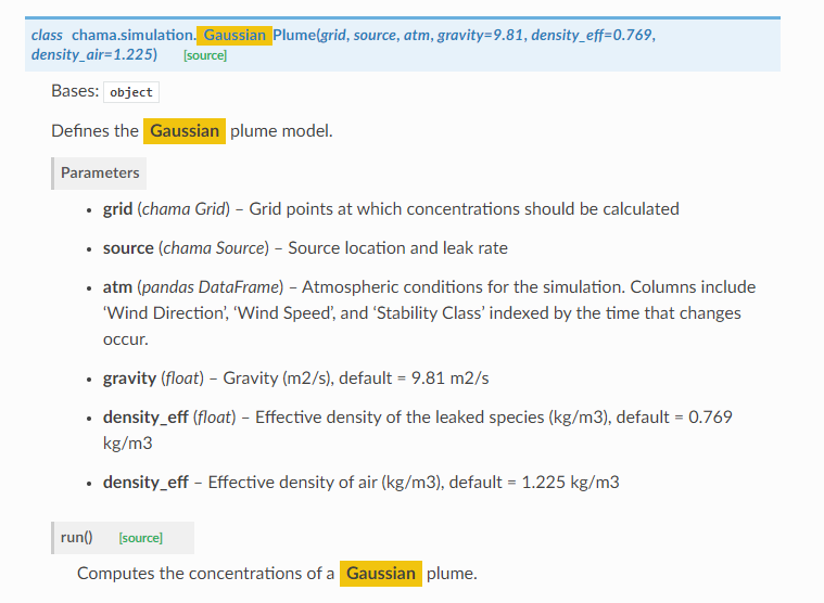 Chama Gaussian Plume