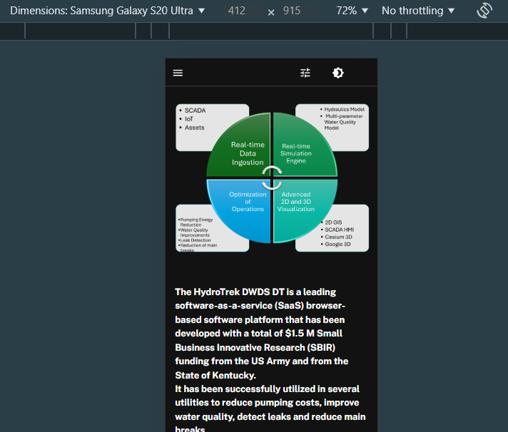 Home page with good responsive design