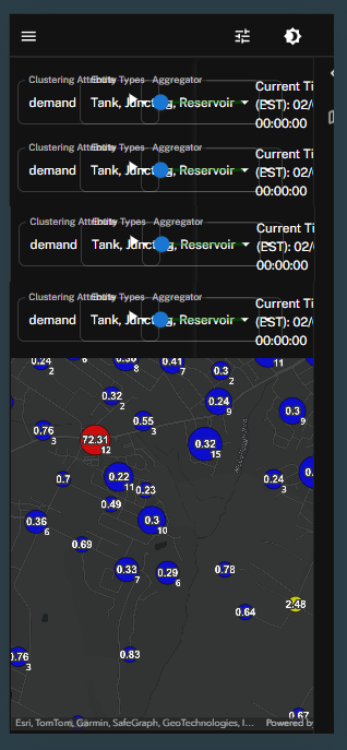 2D cluster map with simulated fluid design