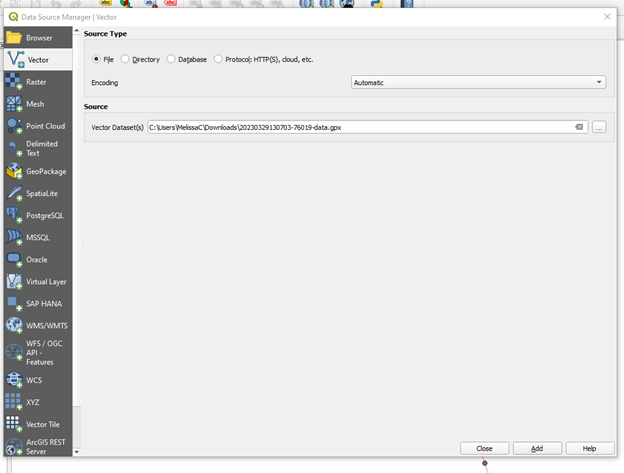 QGIS input GPX file